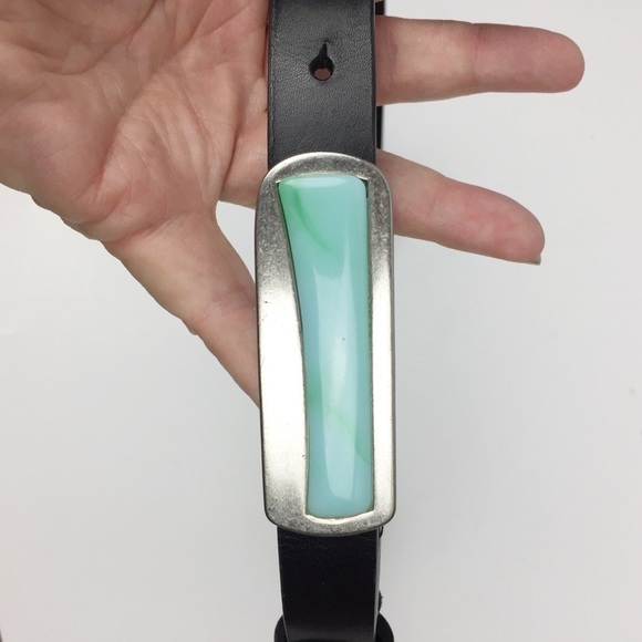 Coldwater Creek Black Belt Faux Stone on Buckle S - Picture 2 of 6